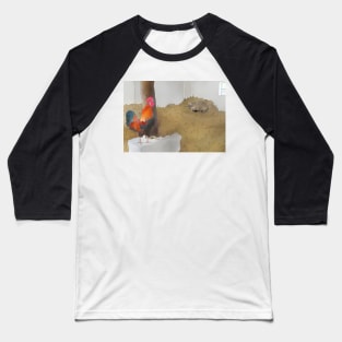 Hahn und Katze Baseball T-Shirt